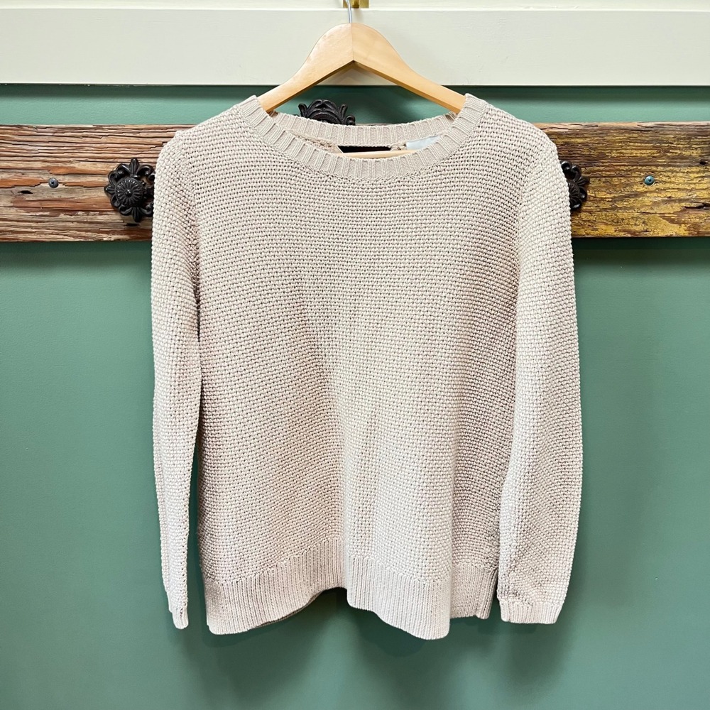 Reiss Rocco Beige Open Back Crisscross Textured Knit Sweater Womens Small